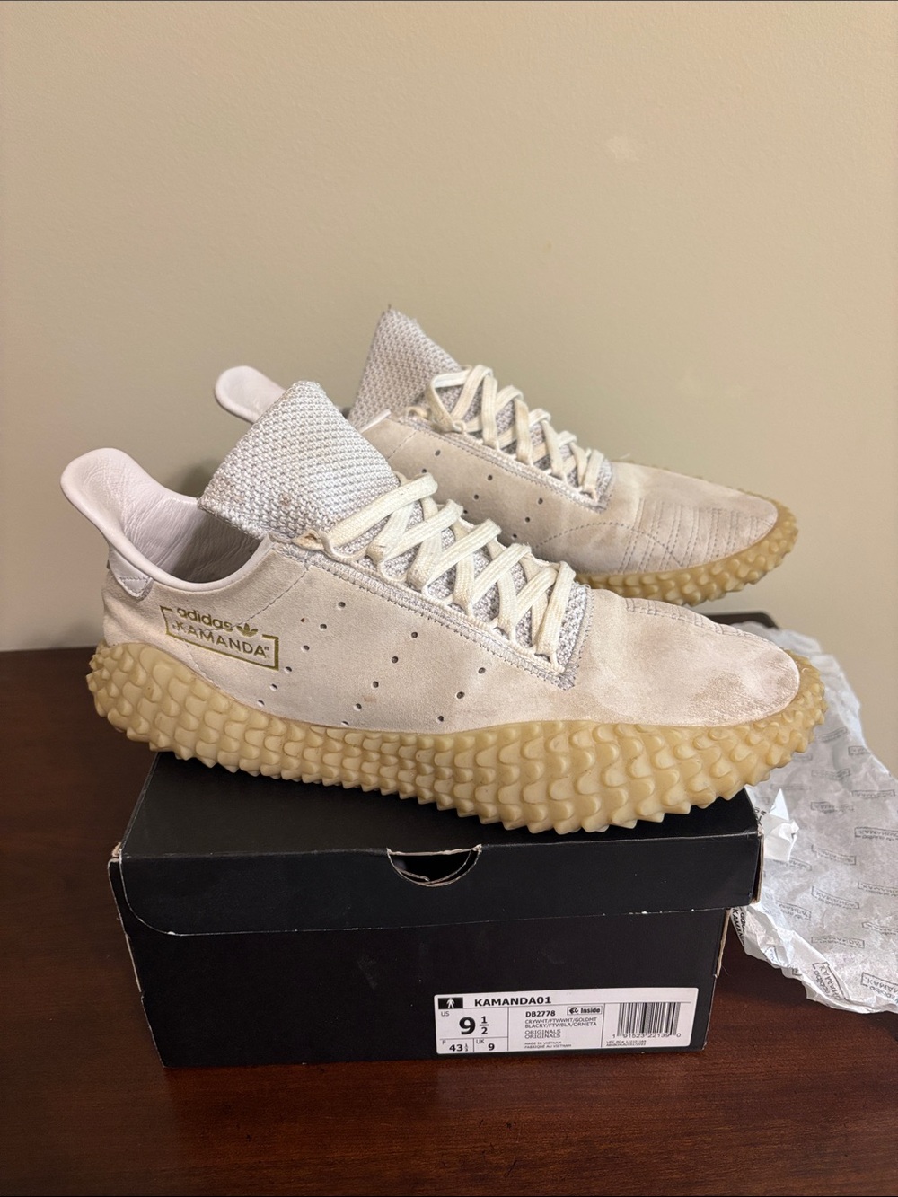 adidas Kamanda Sneakers in Beige and Gum